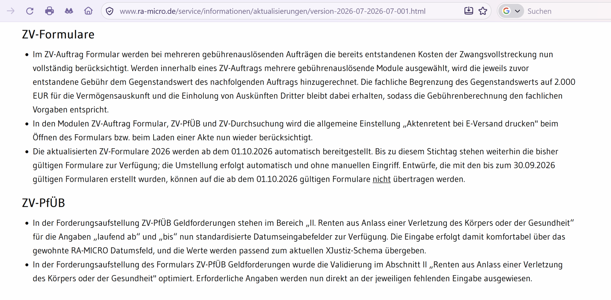 RA-MICRO ZV Formulare ab 01.10.2026